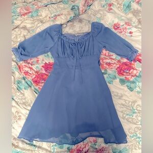 Dusty sky blue 3/4 sleeve dress